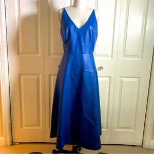 Elie Tahari blue leather midi dress